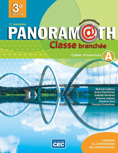 Panoramath 1re secondaire - Cahier d'exercices A, 3e Éd. (incluant